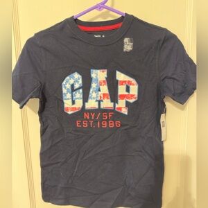 GAP Boys Dark Blue Graphic Tee with Red and White Accents